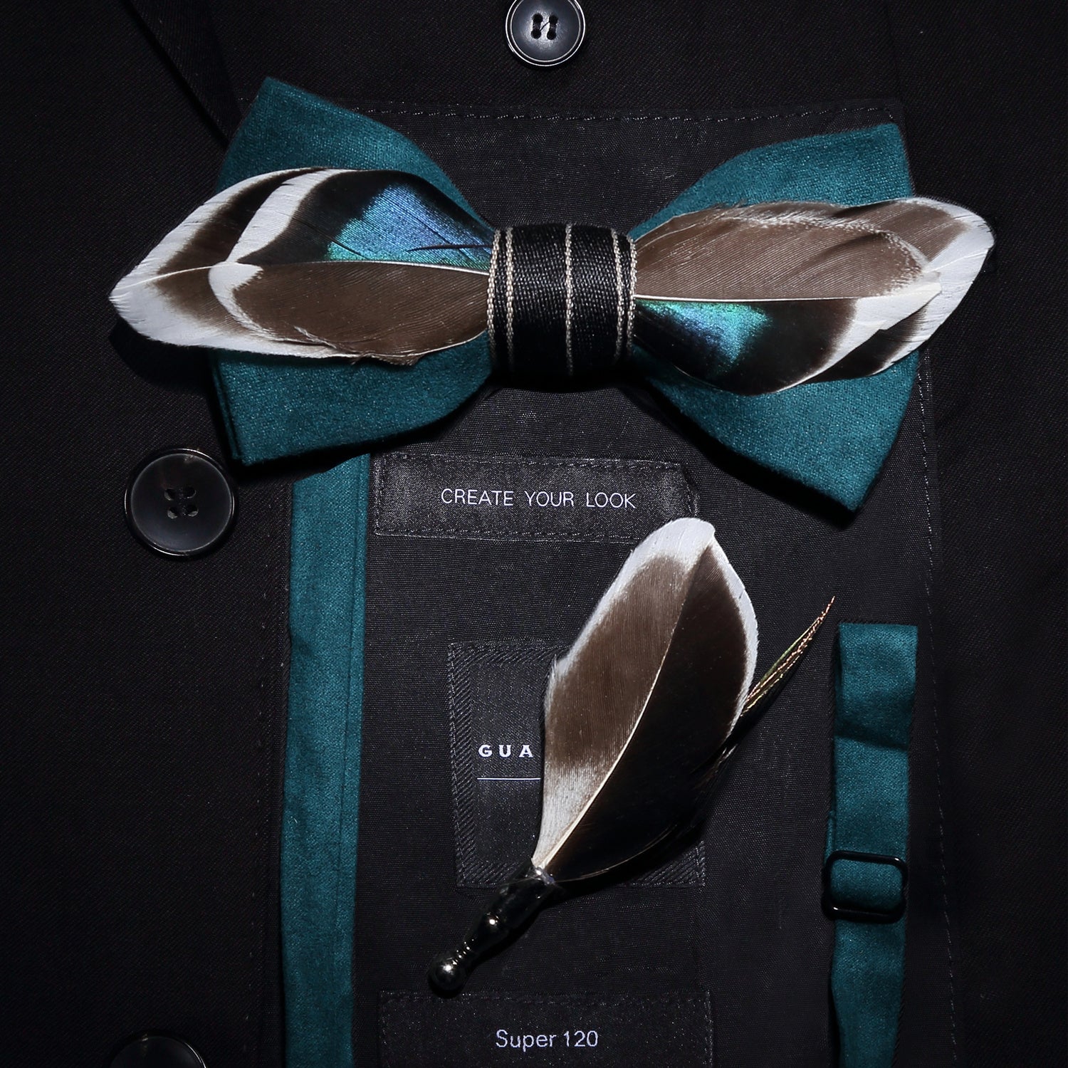 Emerald Quill Duck Feather Bowtie