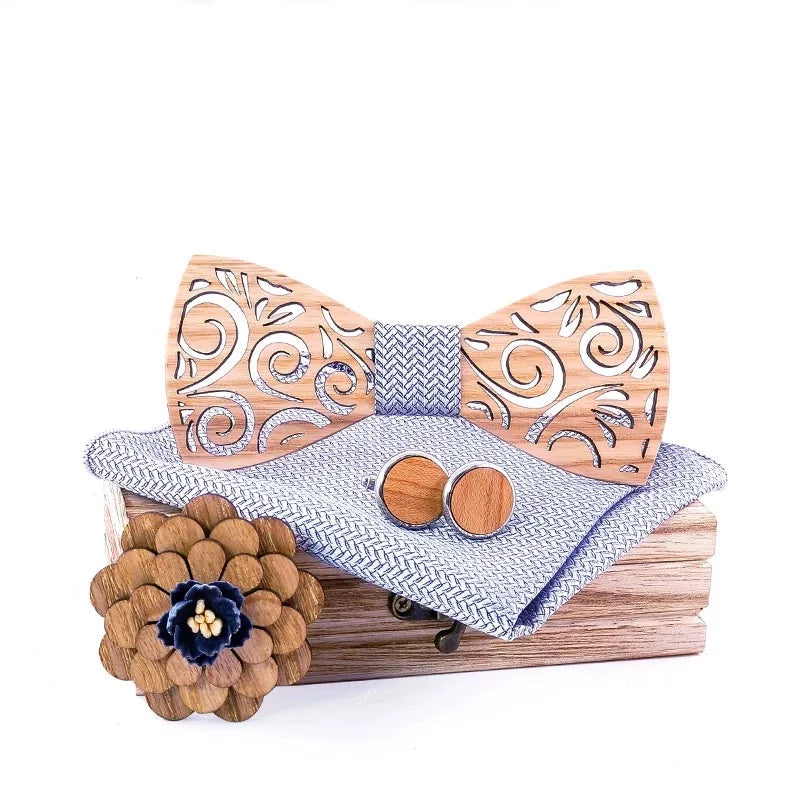 The Timber Twirl Wooden Bowtie Set