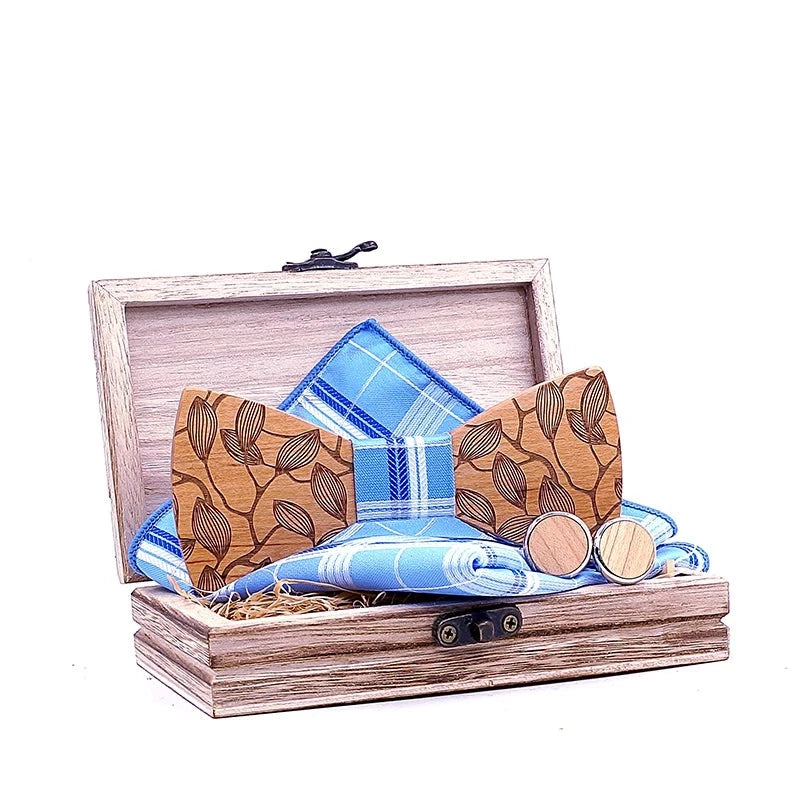 Classic Timber Wooden Bowtie Set