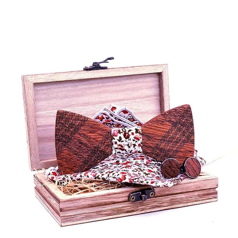 Pine and Polished Wooden Bowtie Set