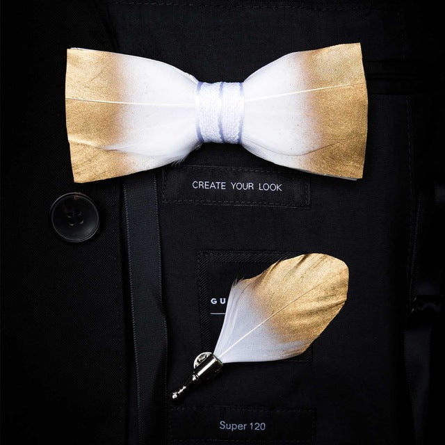 Bacci Gold Feather Bowtie
